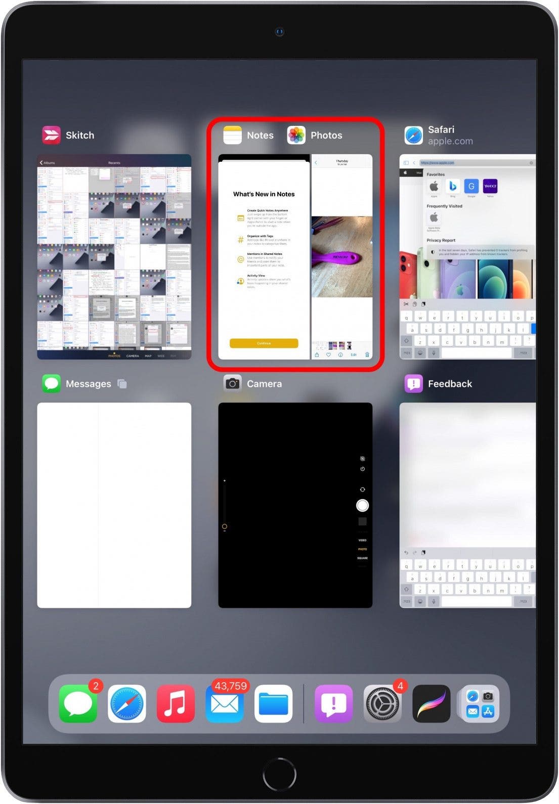 Drag app over other app