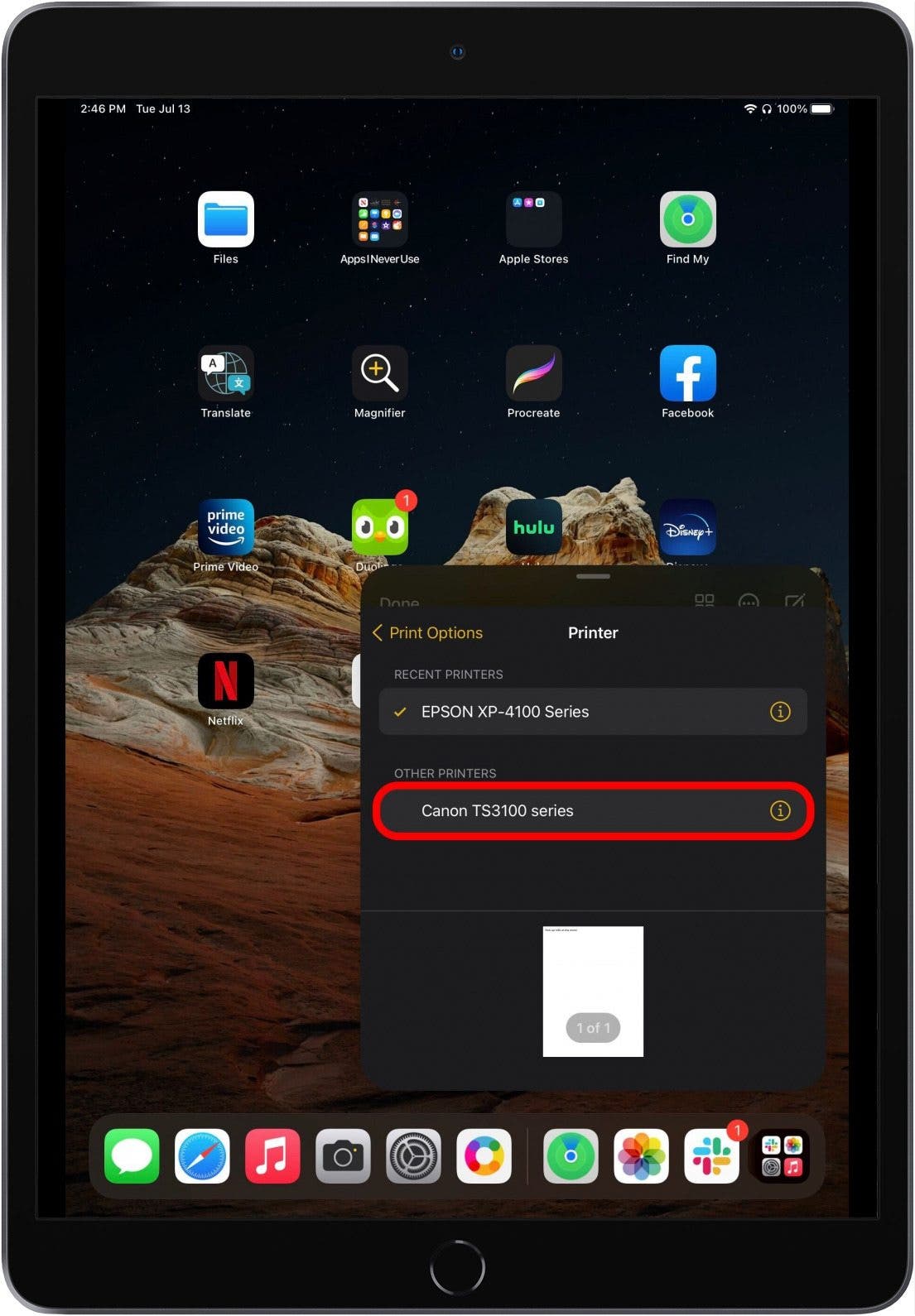 Select printer