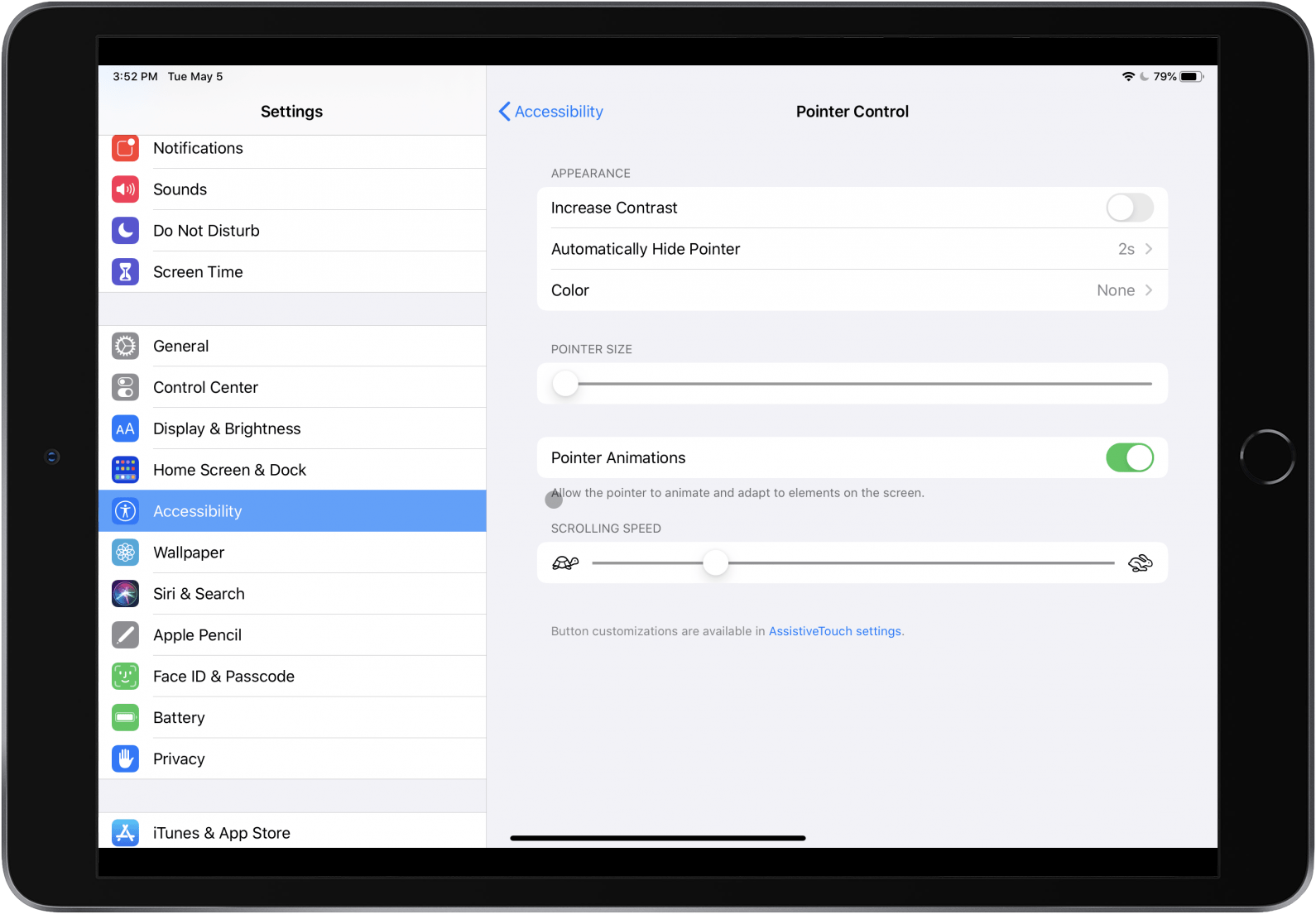 bluetooth mouse pointer controls