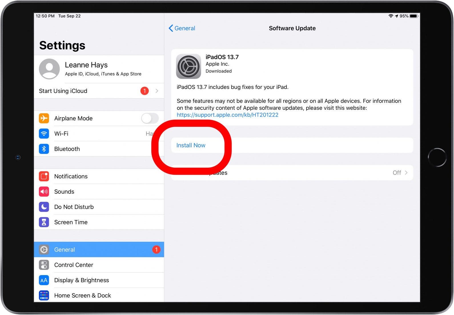 how to download software update on ipad