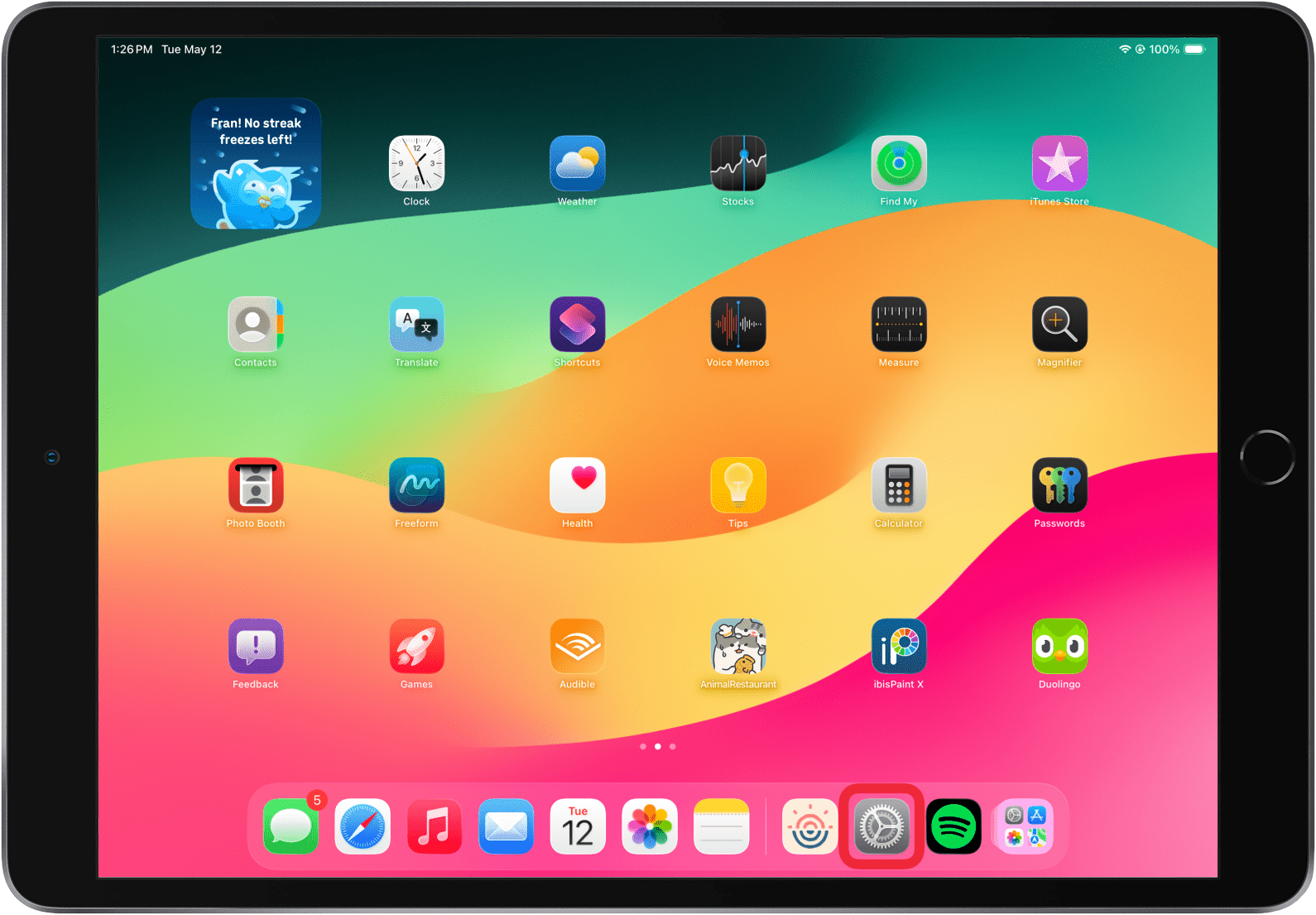 ipad settings app