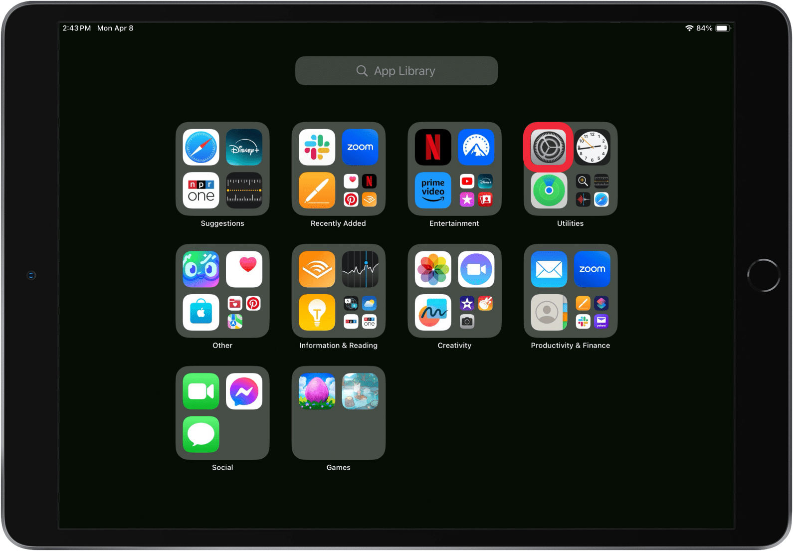 open settings app if home button in ipad not working