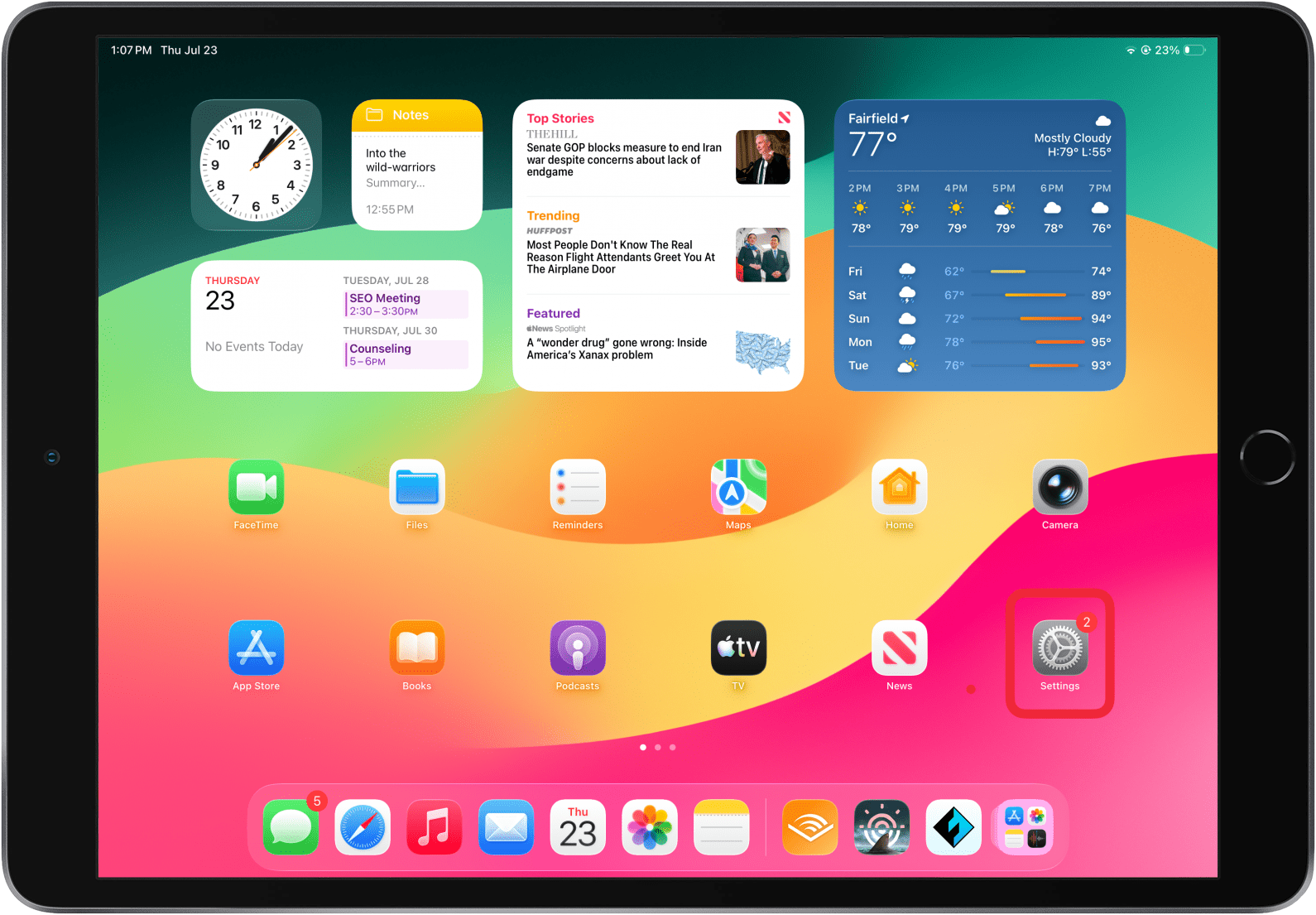 open settings on ipad
