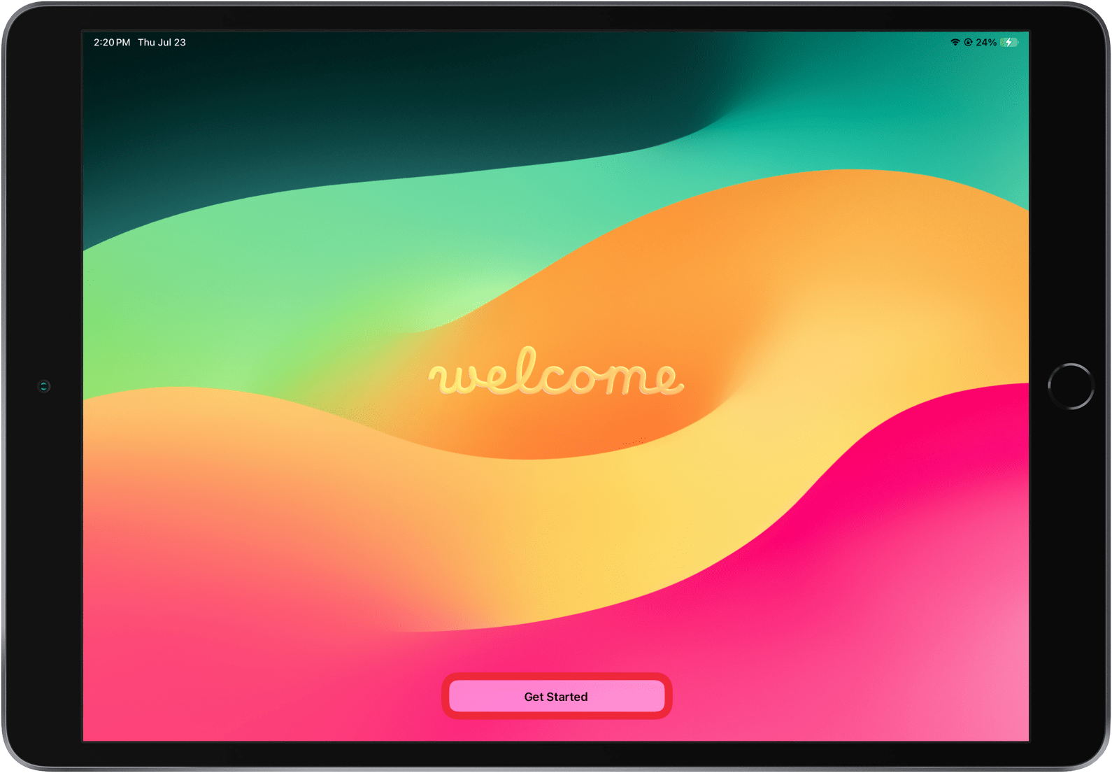 tap get started on welcome screen