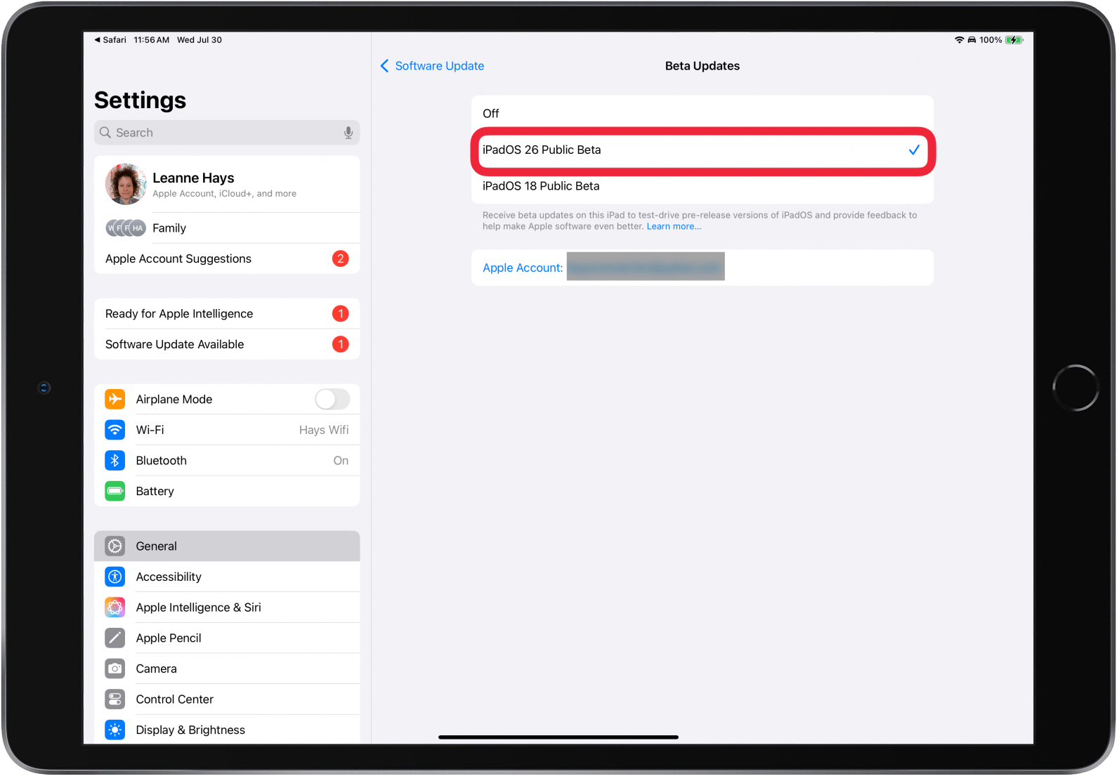 tap ipados 26 public beta