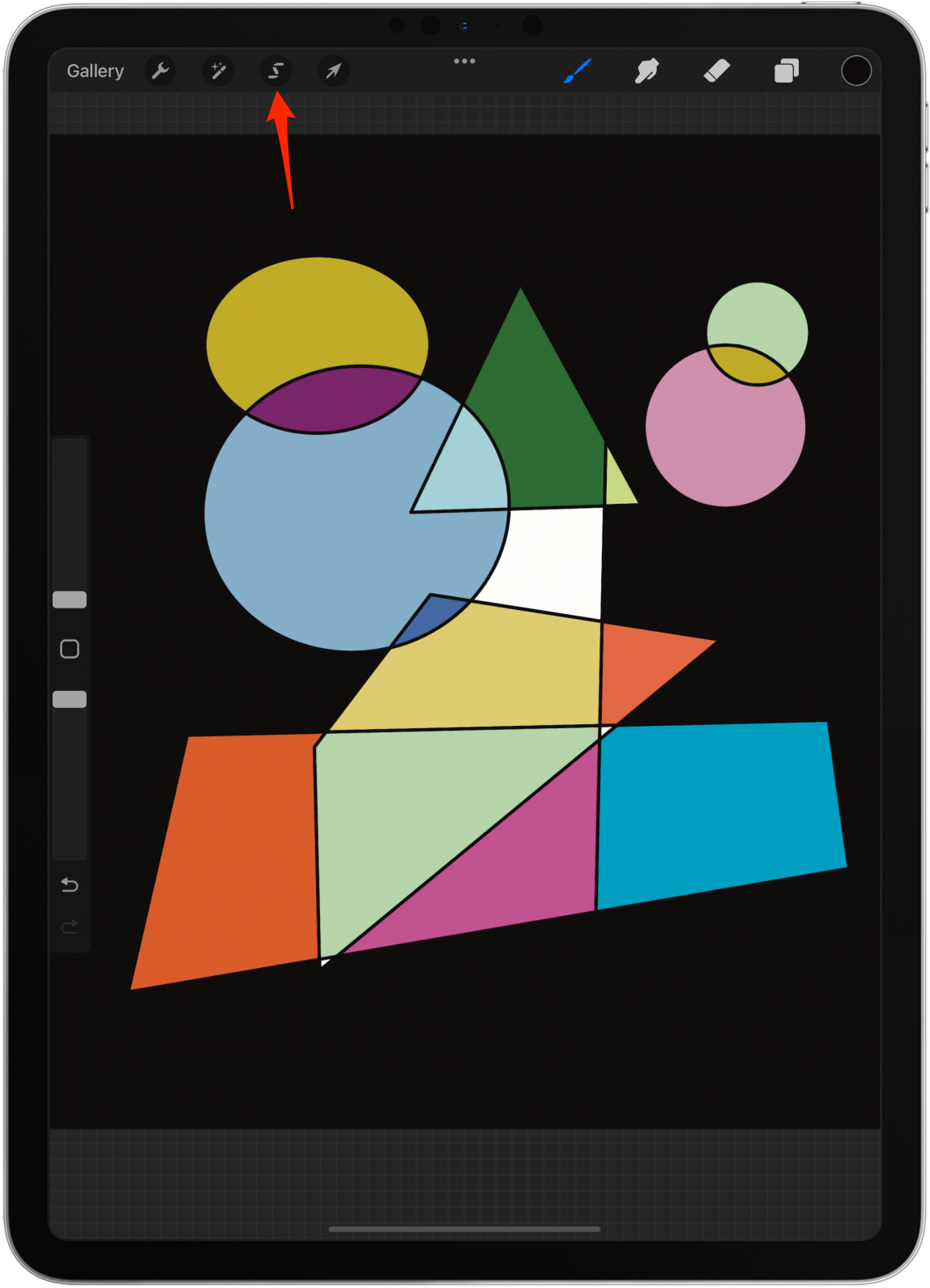 Another way to fill in shapes is to tap the mask icon.