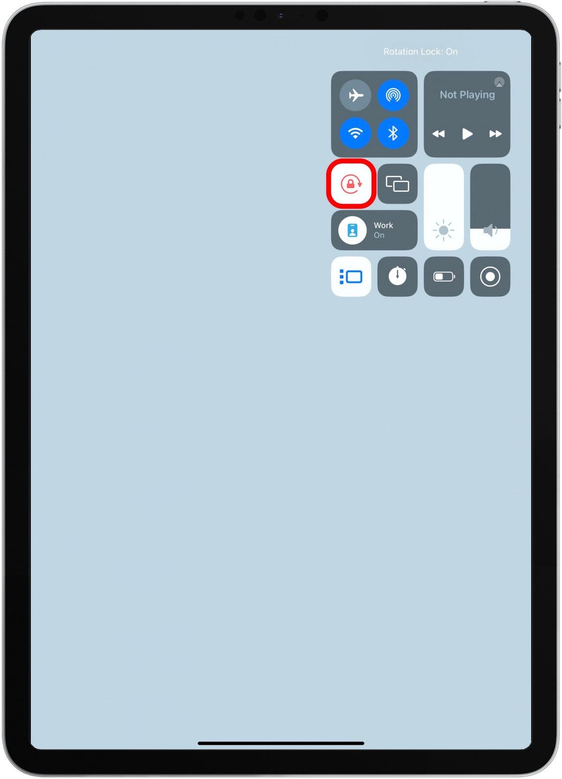 To lock your screen orientation, tap the Portrait Orientation Lock. It will be white when enabled.