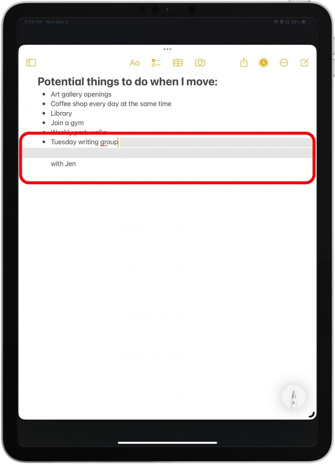 Make space between letters by tapping and holding between two characters. They will automatically separate after a momen
