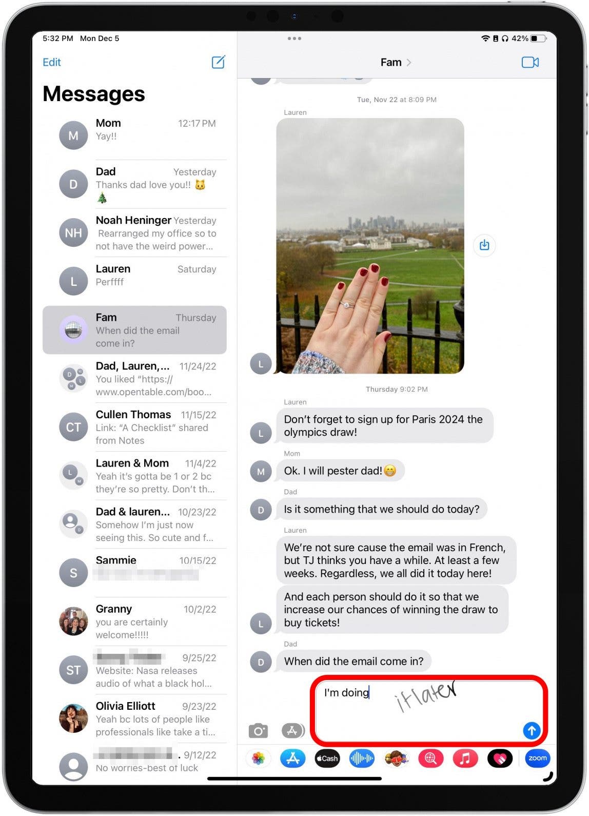 Handwrite messages in the Message app and watch them auto-convert to typed text.