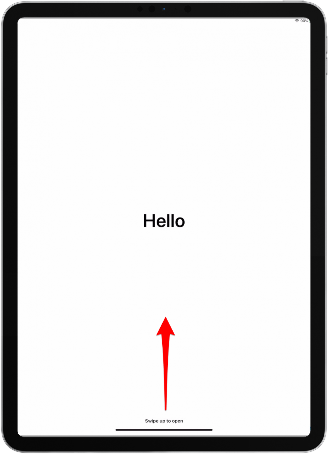 Once your iPad is turned on for the first time, it will begin walking you through the setup process. When you see "Hello" in several different languages, just swipe up or press your iPad's home button if you have an older model.