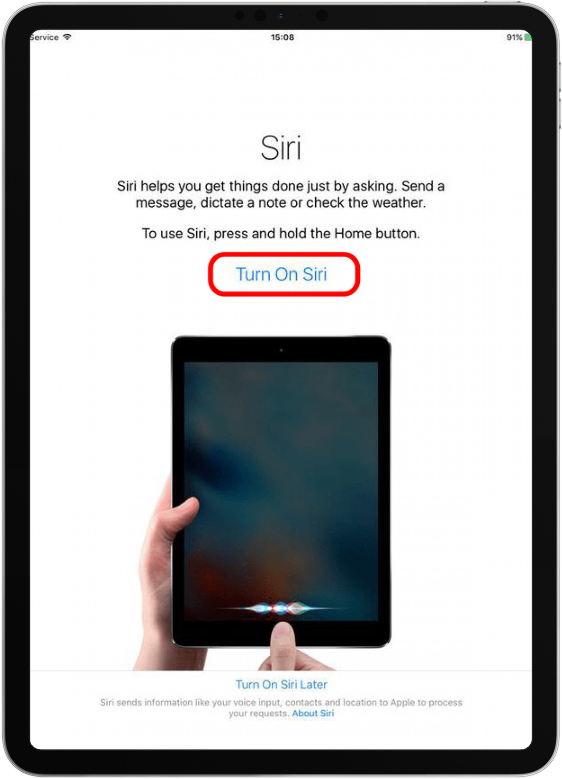 After signing in, you'll be walked through the setup of various features and services including Siri, Screen Time, Automatic Updates, and more. 