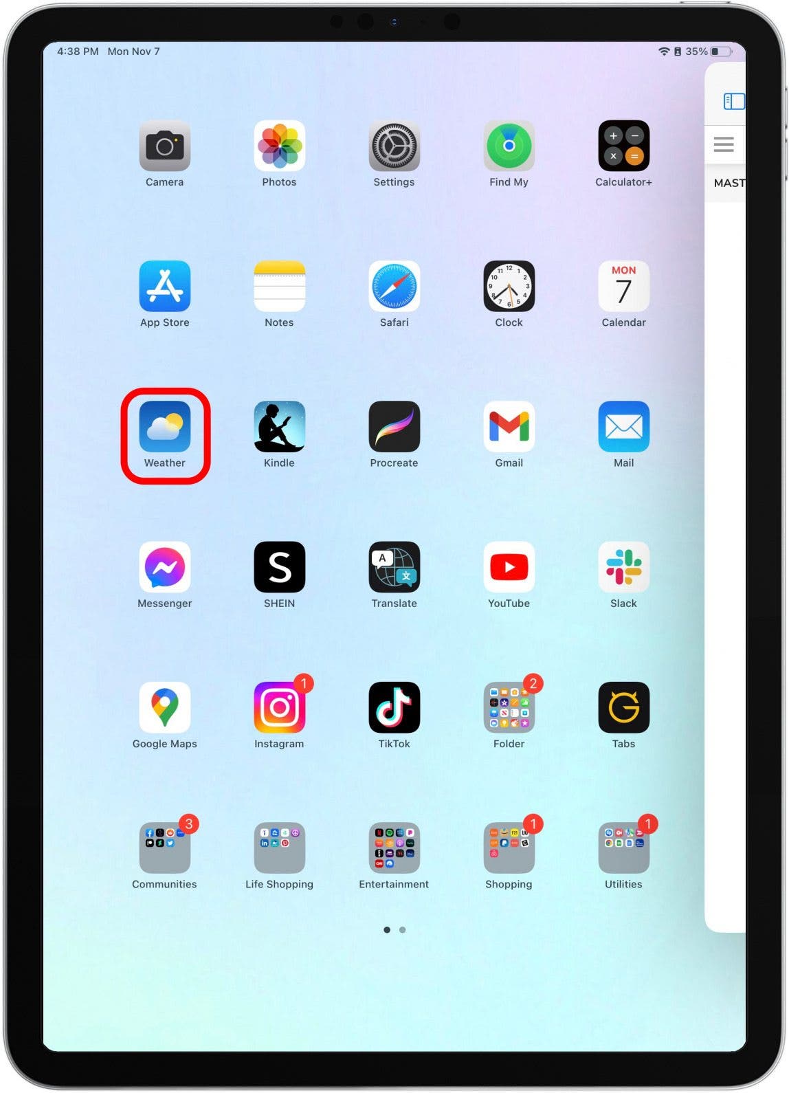 If you'd like to just select an app from your home screen, simply swipe up and tap the app you'd like to open.