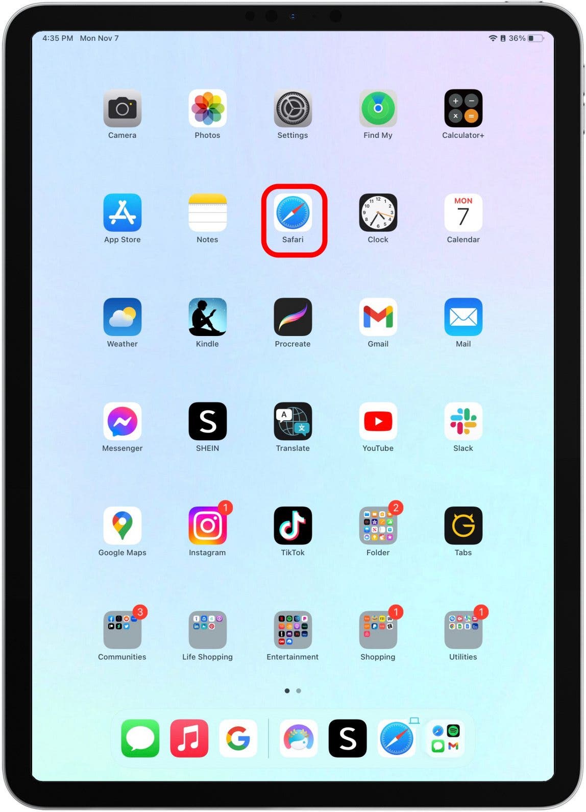 To add another window to your open apps, open any app on your iPad.