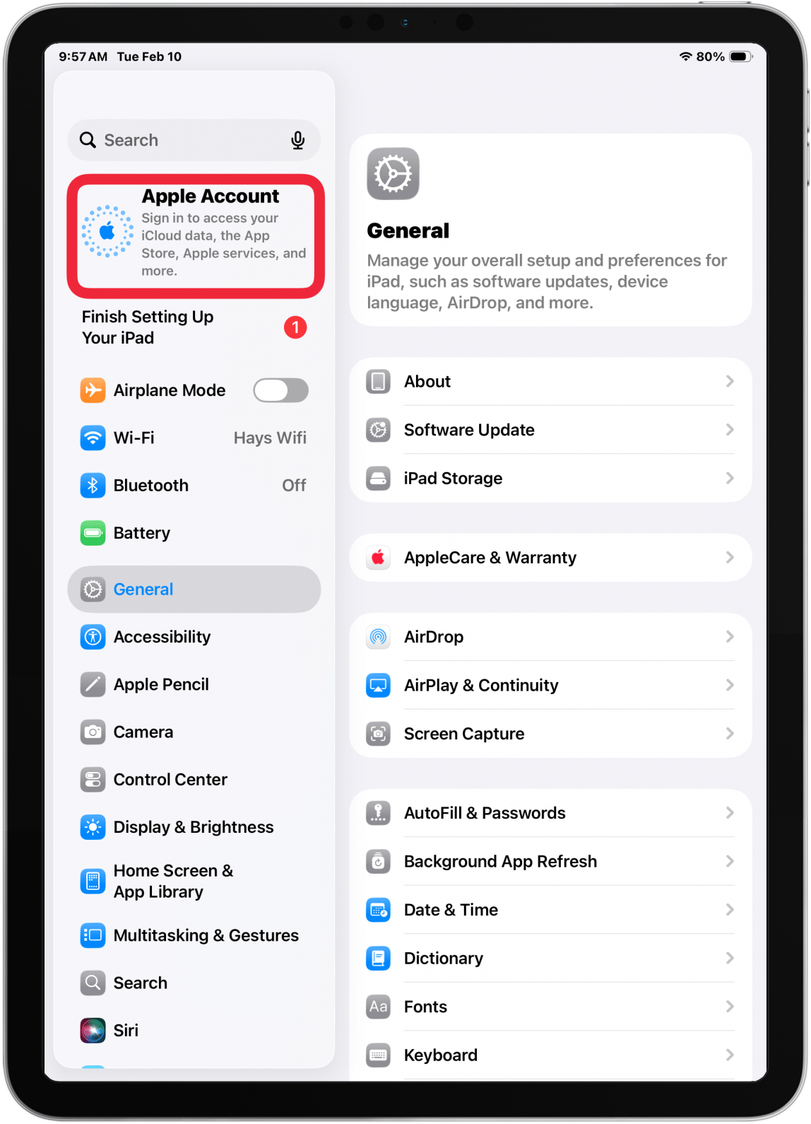 tap apple account in settings tap apple account in settings