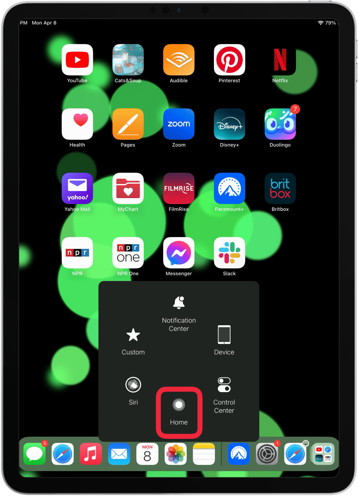 tap the on screen home button if home button in ipad not working.PNG
