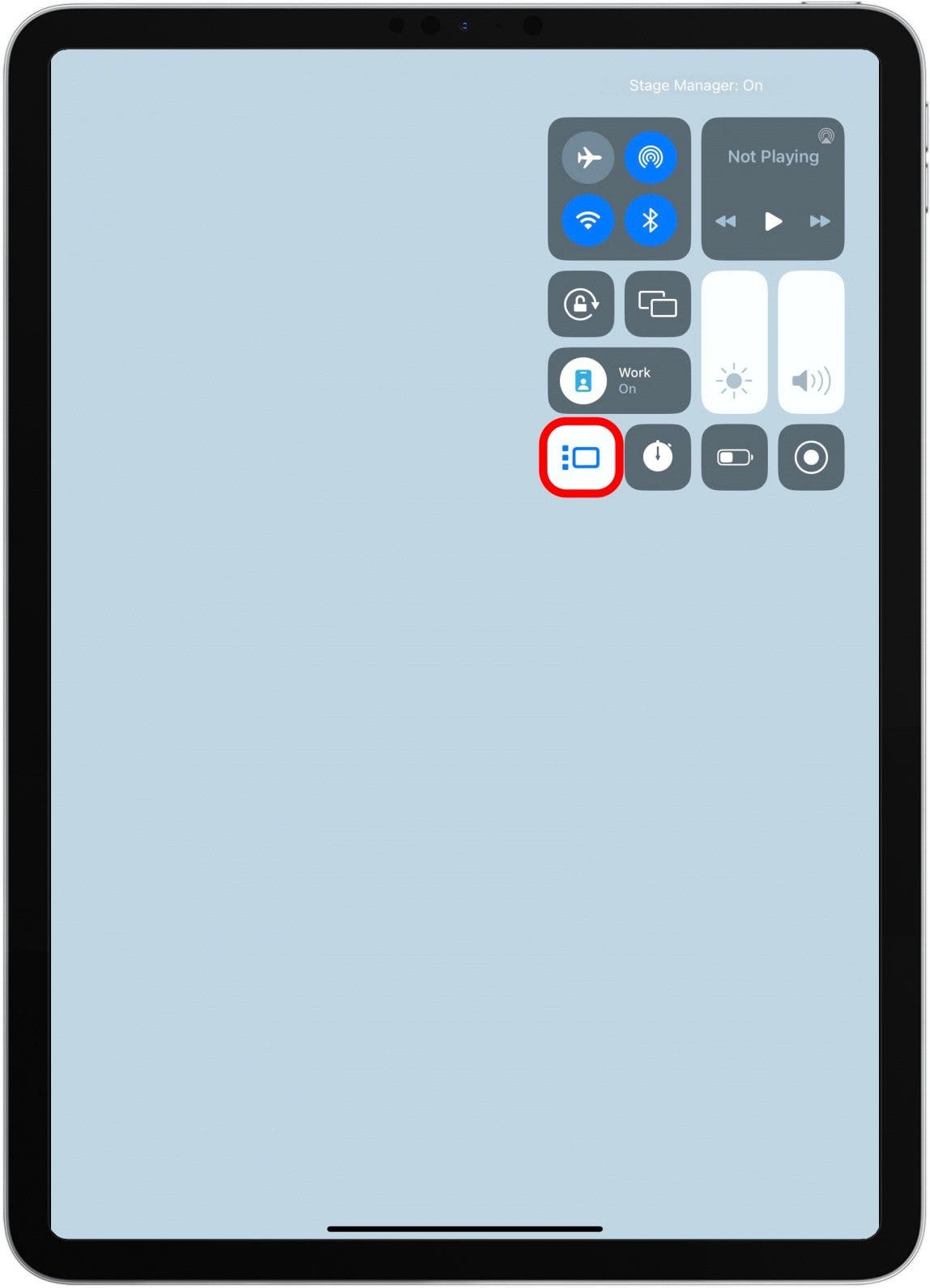 Long press Stage Manager icon to open settings