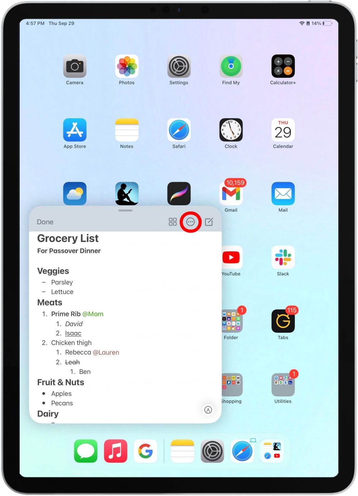 И наконец, нажмите на круглый значок с тремя точками, чтобы добавить снимок экрана, поделиться или удалить быструю заметку.