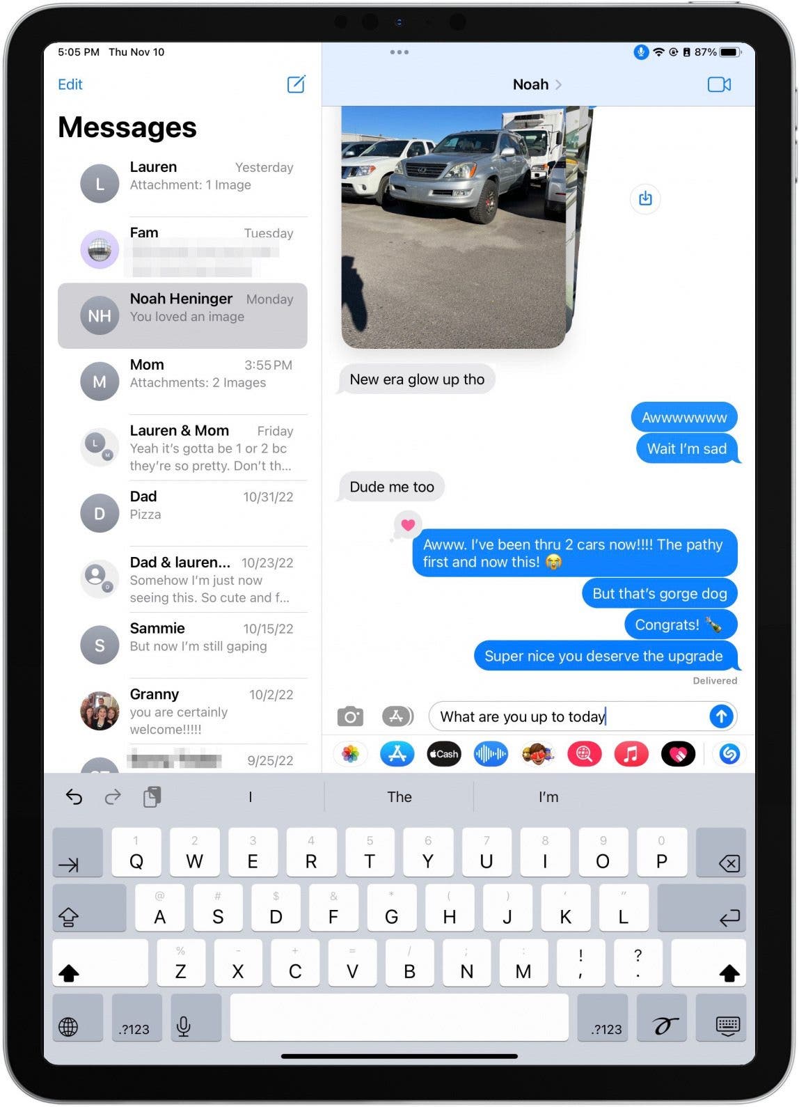 Once you're in the text field in most apps, you can just begin to speak and the iPad will automatically fill in your words to the text field.