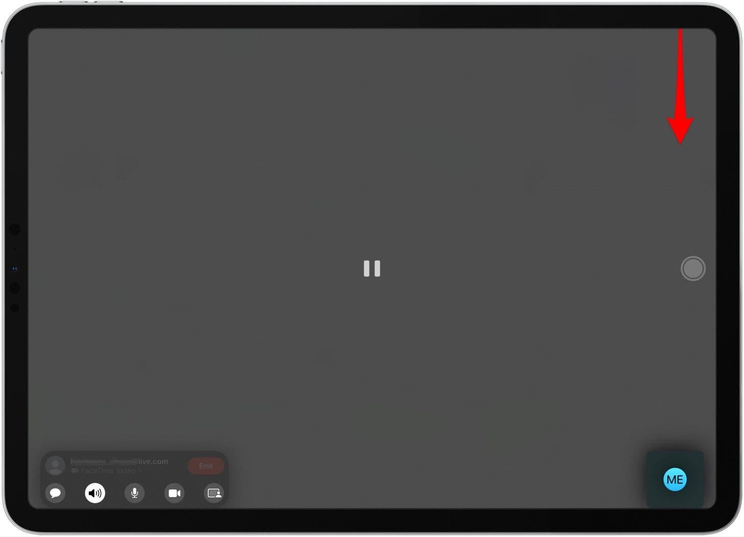 swipe down top right corner for control center to turn on center stage ipad