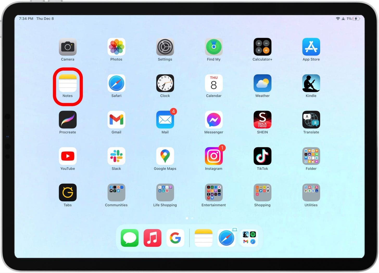 On your iPad, open an app you'd like to work within.