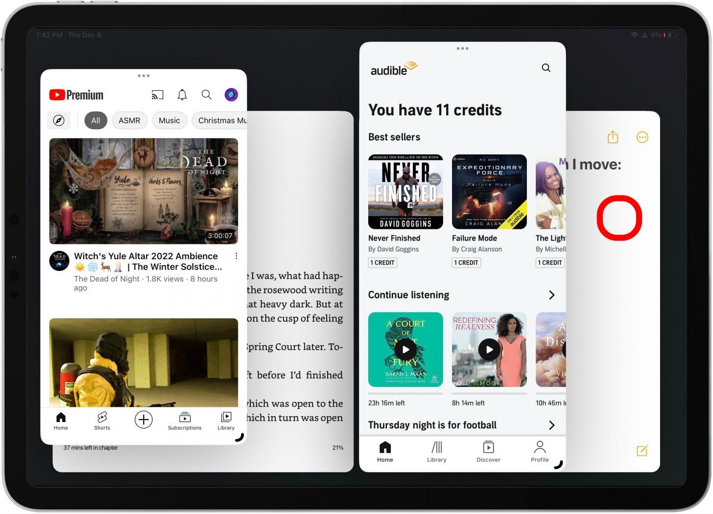 Once you have multiple app windows open, tap an app to bring it forward.