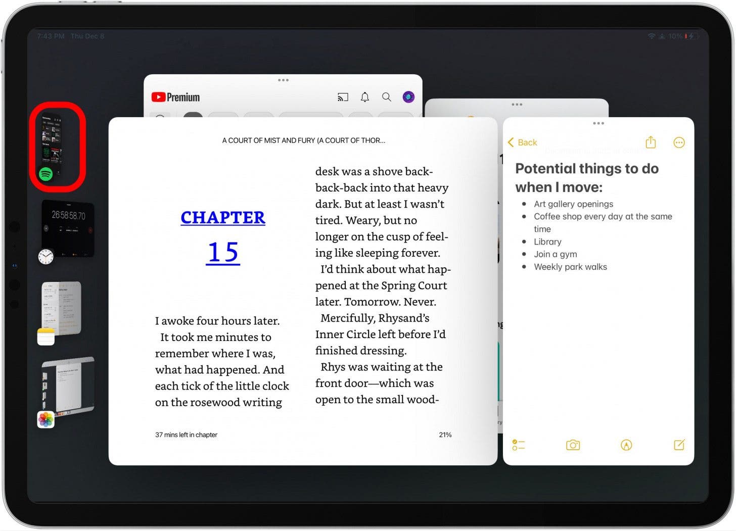 Then, to preserve that group you can tap another window in the side bar, or simply swipe up to go to the home screen.