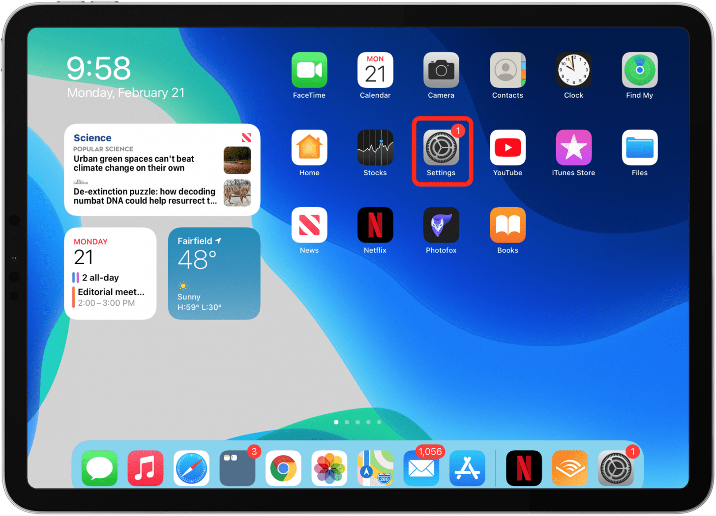 ipad settings app