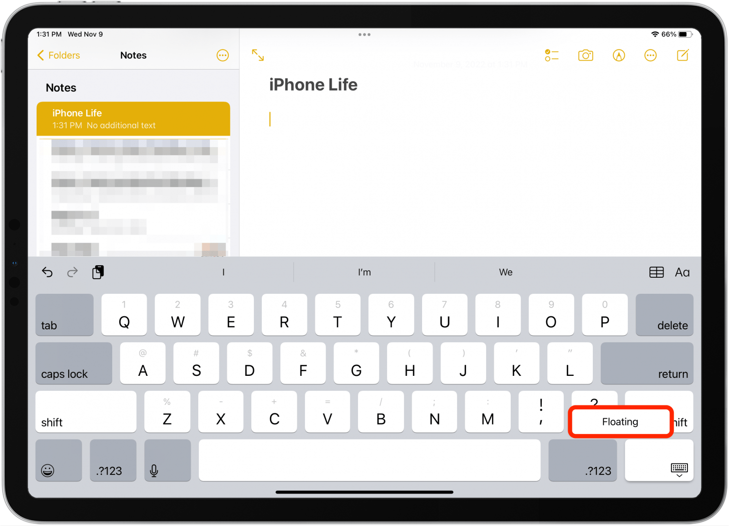 How to Slide to Type on the iPad Floating Keyboard (iPadOS 16)