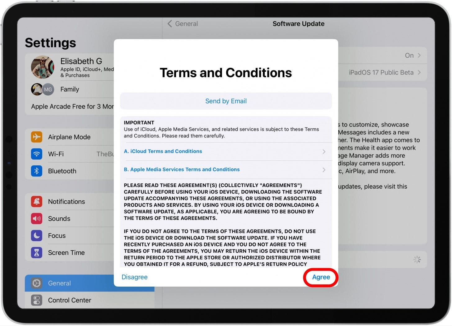 tap agree to agree to apple terms and conditions
