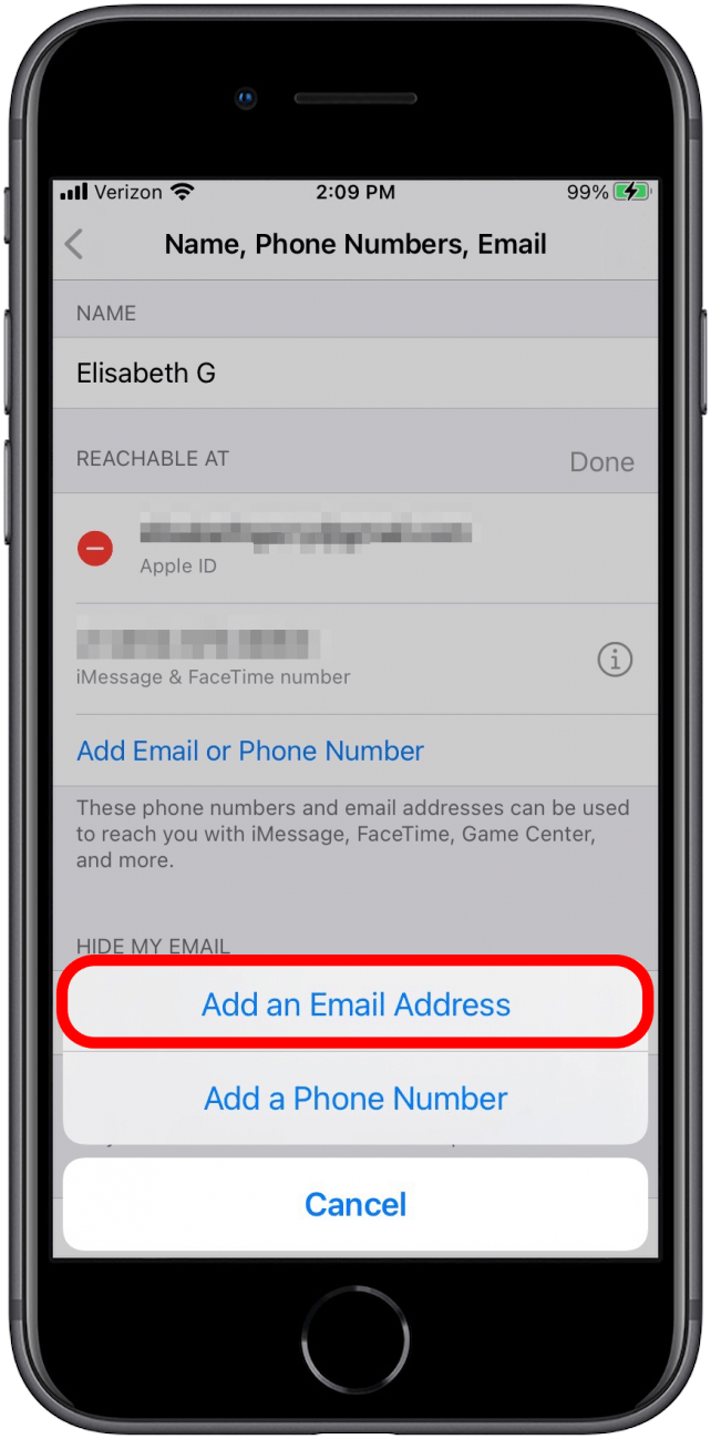 Add an email address