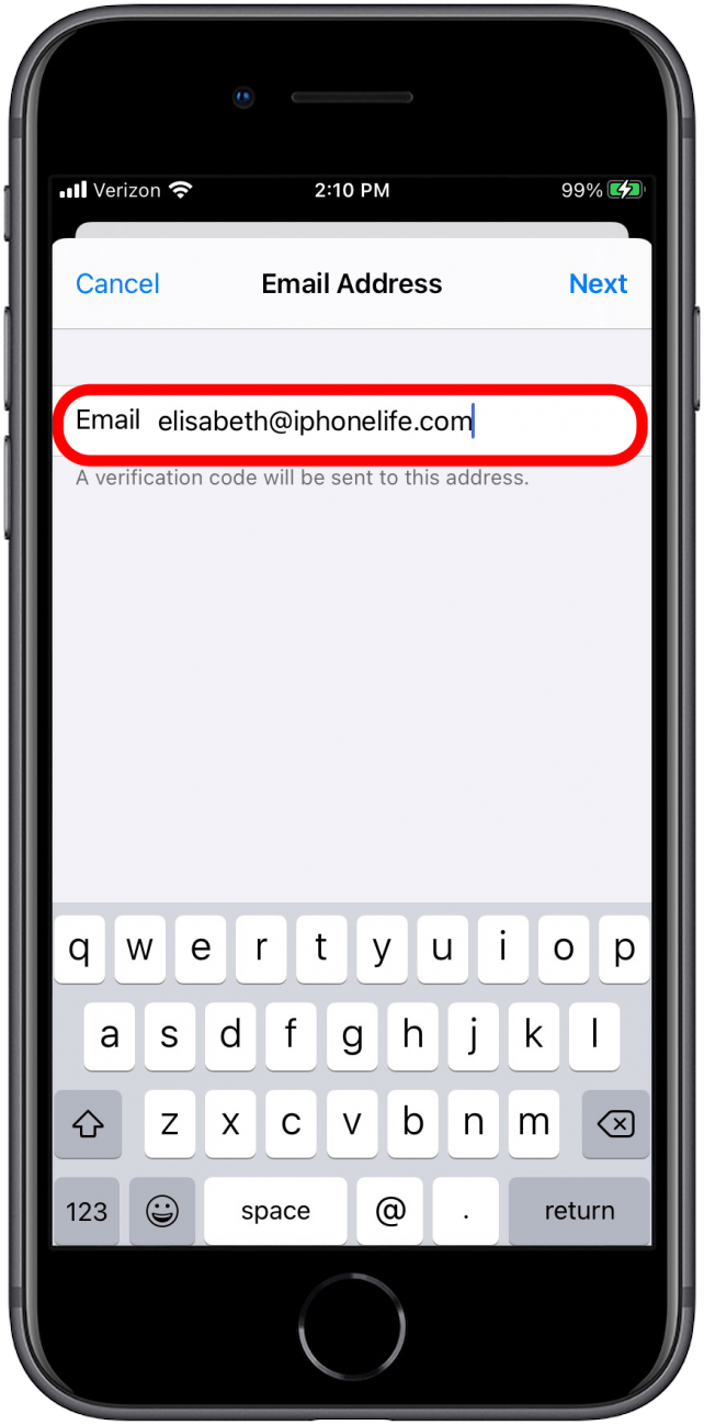Enter new email address