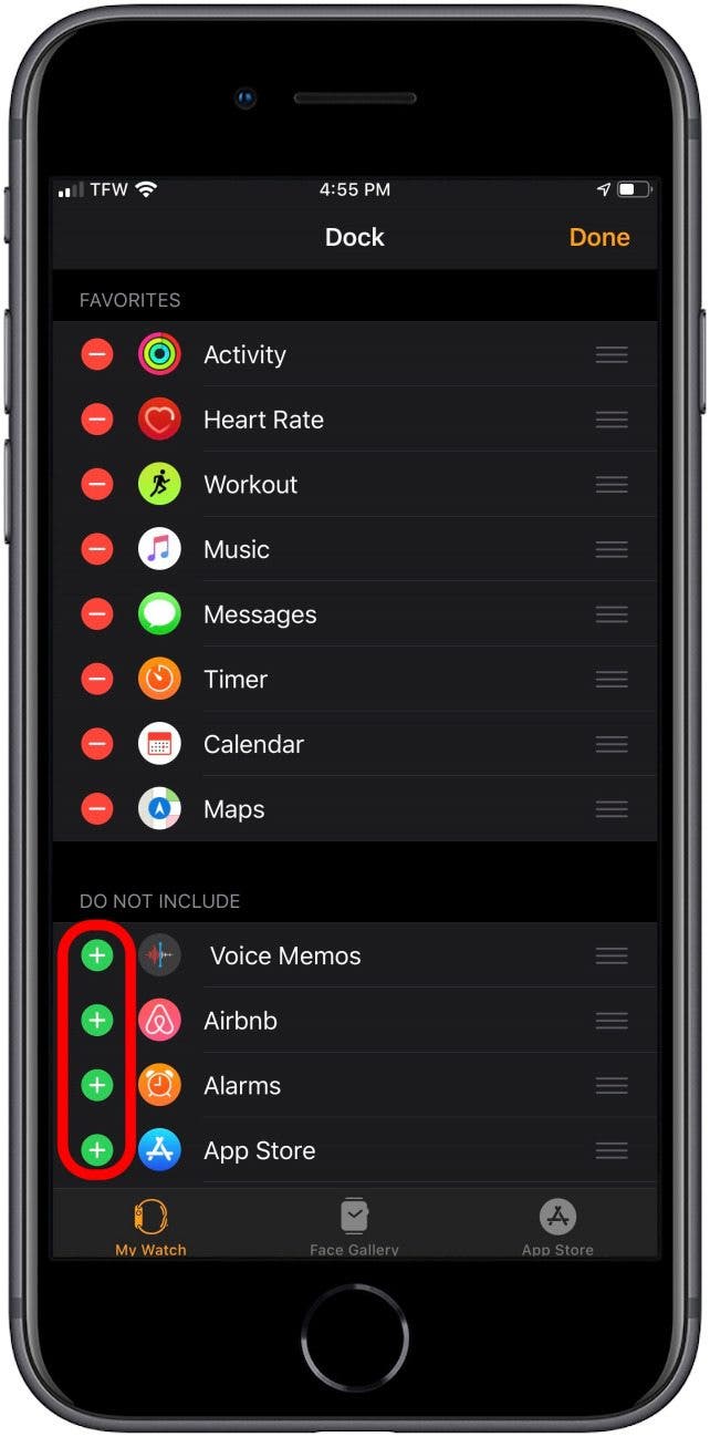 Apple watch on sale app dock