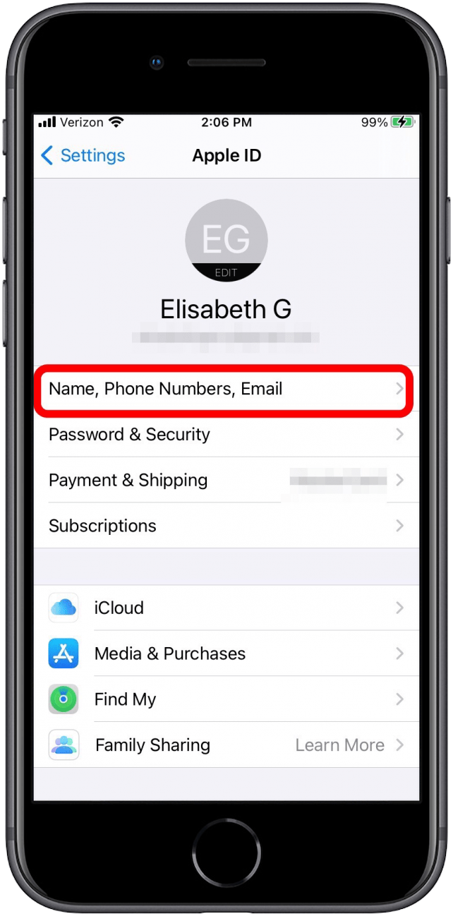 Name, phone numbers, email
