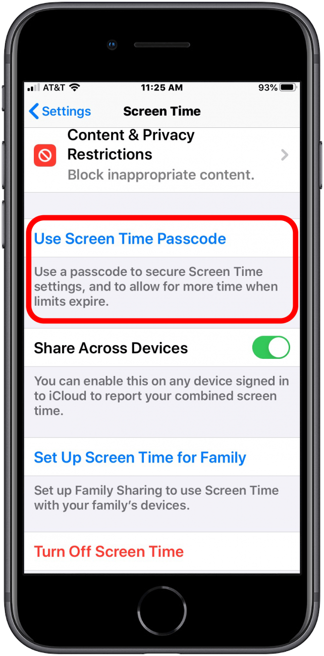 block website safari ipad screen time passcode