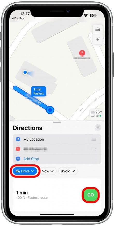 pick your mode of transportation, then navigate to the location