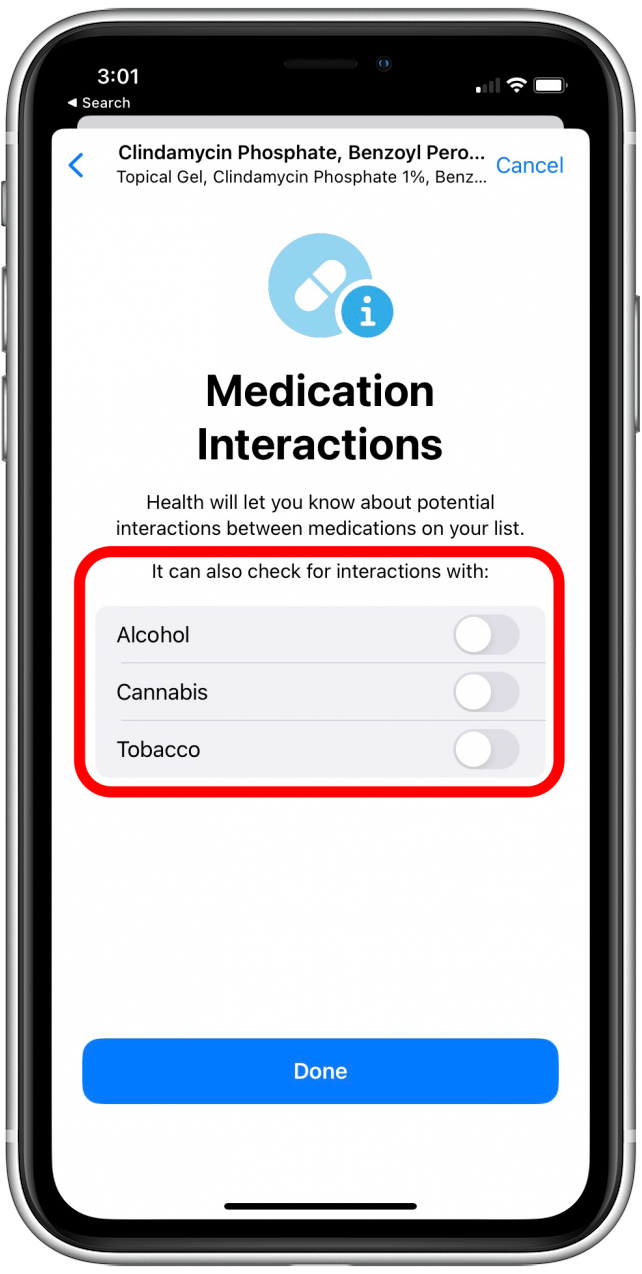 Choose drug interactions