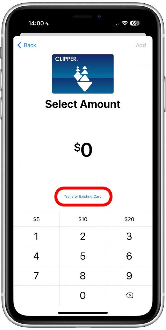 tap Transfer Existing Card and follow the on-screen directions to transfer the balance.