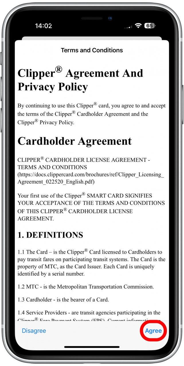Read through the Terms and Conditions and tap Agree.