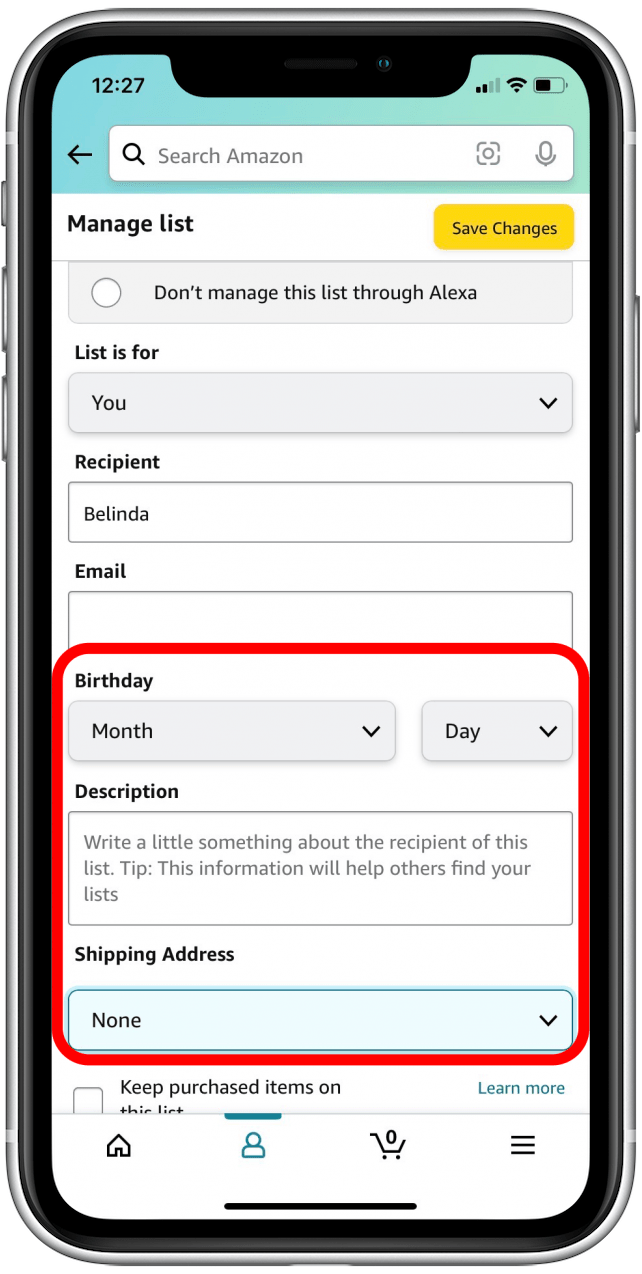 Additional options for Amazon wish list 