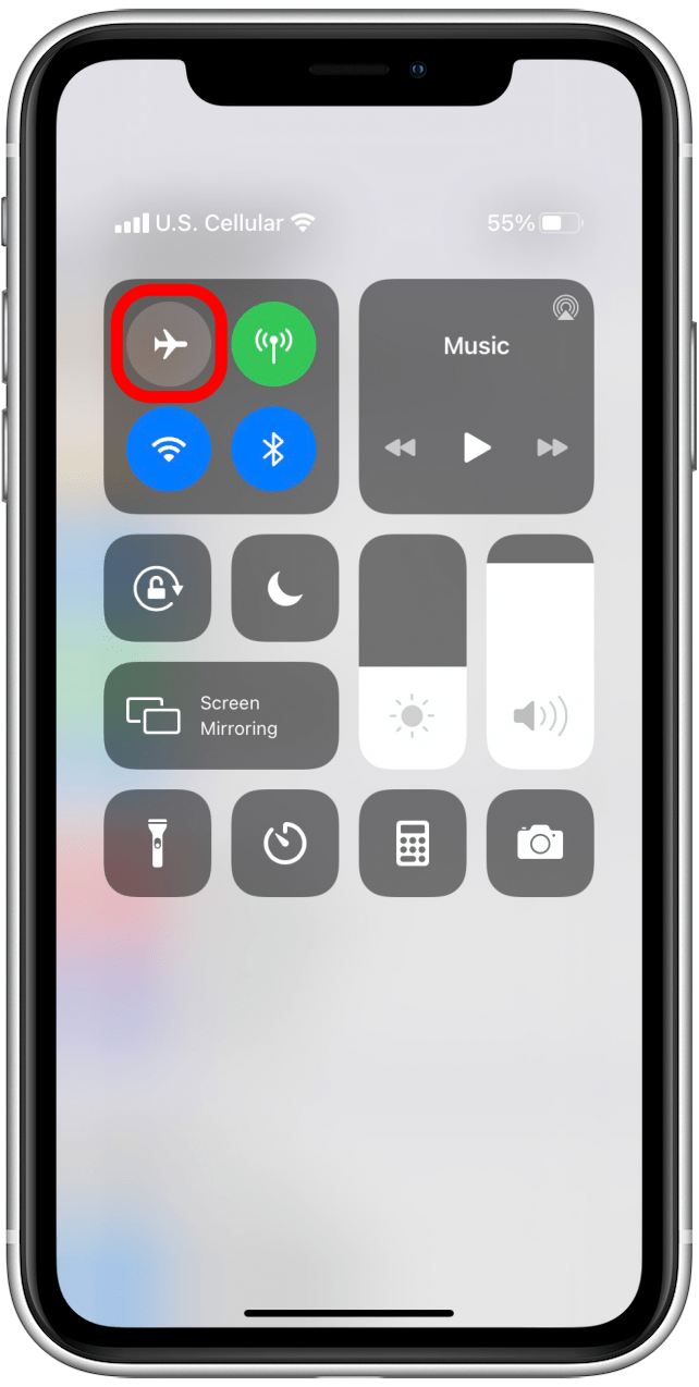 Airplane mode off control center