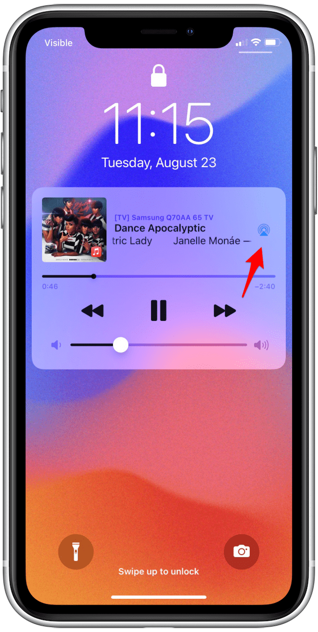 AirPlay icon from locked screen