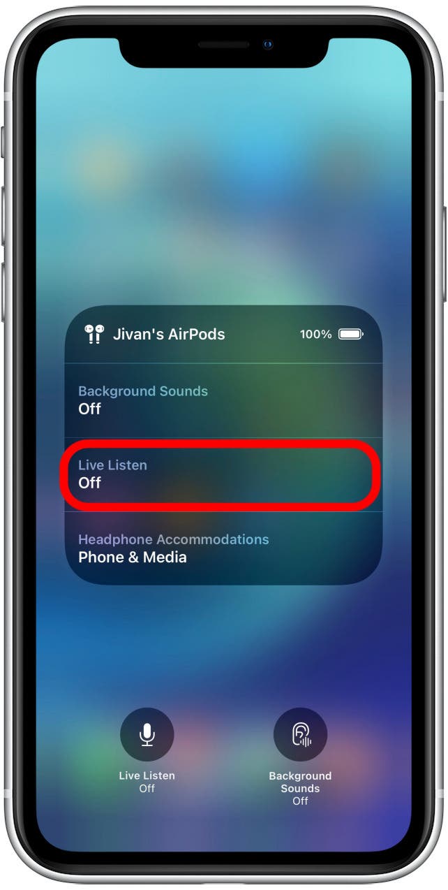 Airpods as hearing aids Step 2.5 - Tap live listen to turn on