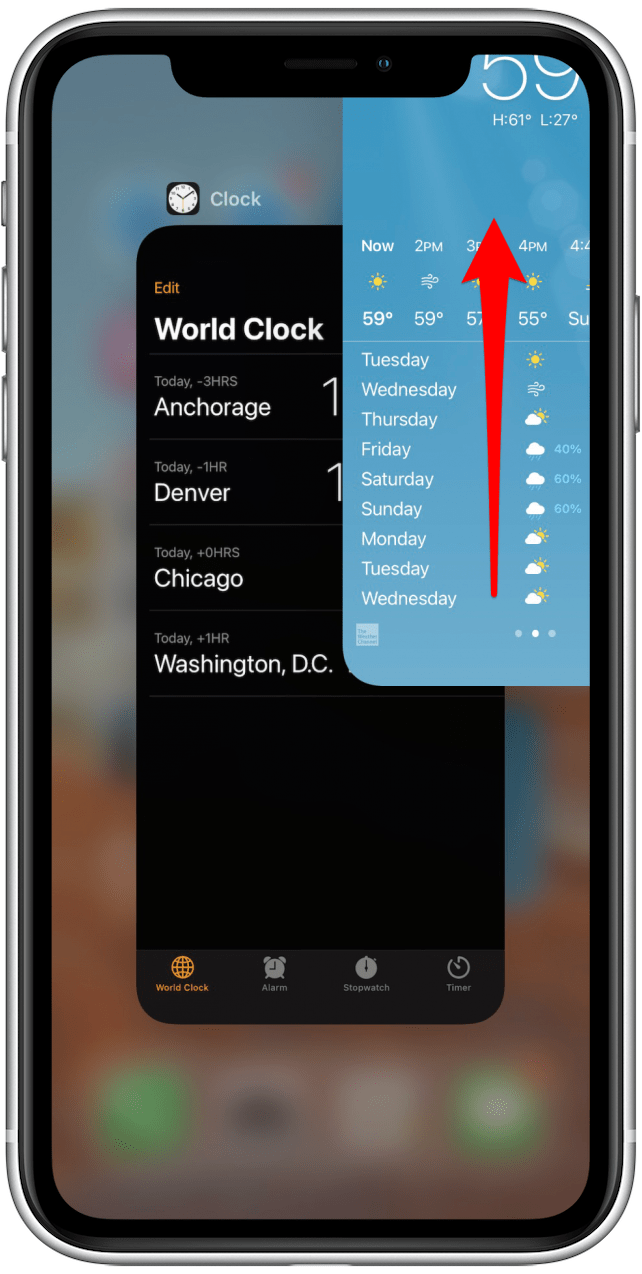 Swipe up on an app in the App Switcher to close it