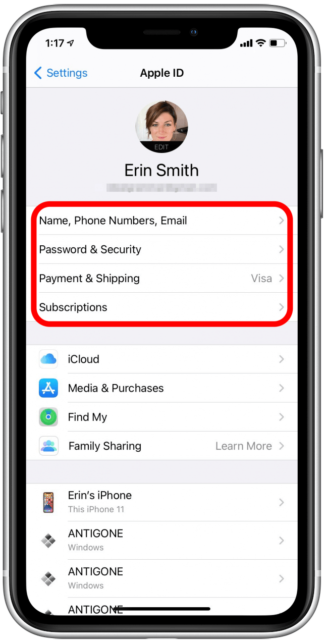 My top apple account