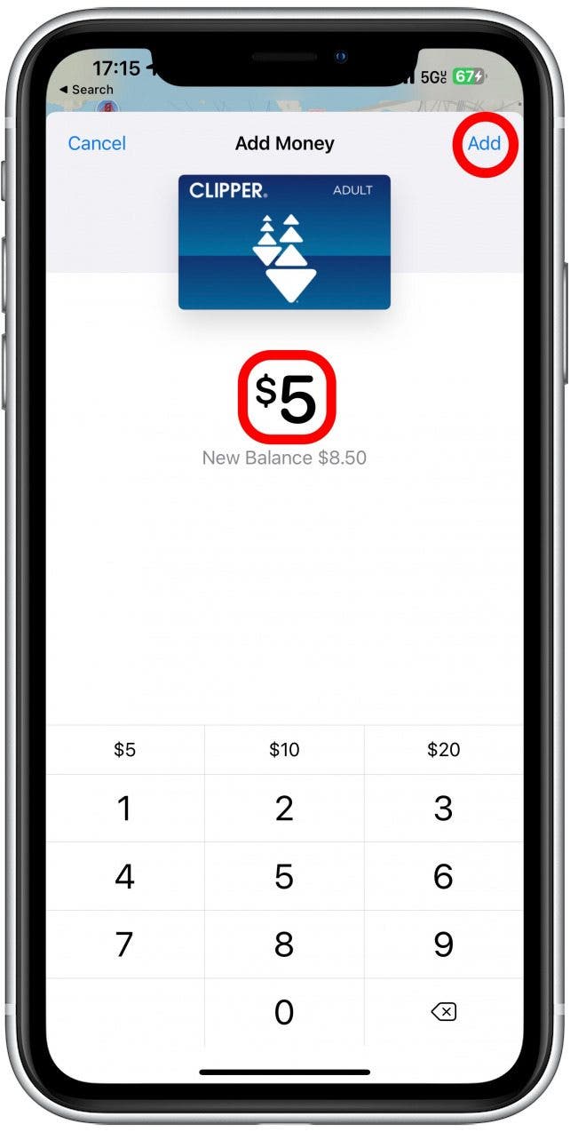 Once you are satisfied with the amount on your screen, tap Add.