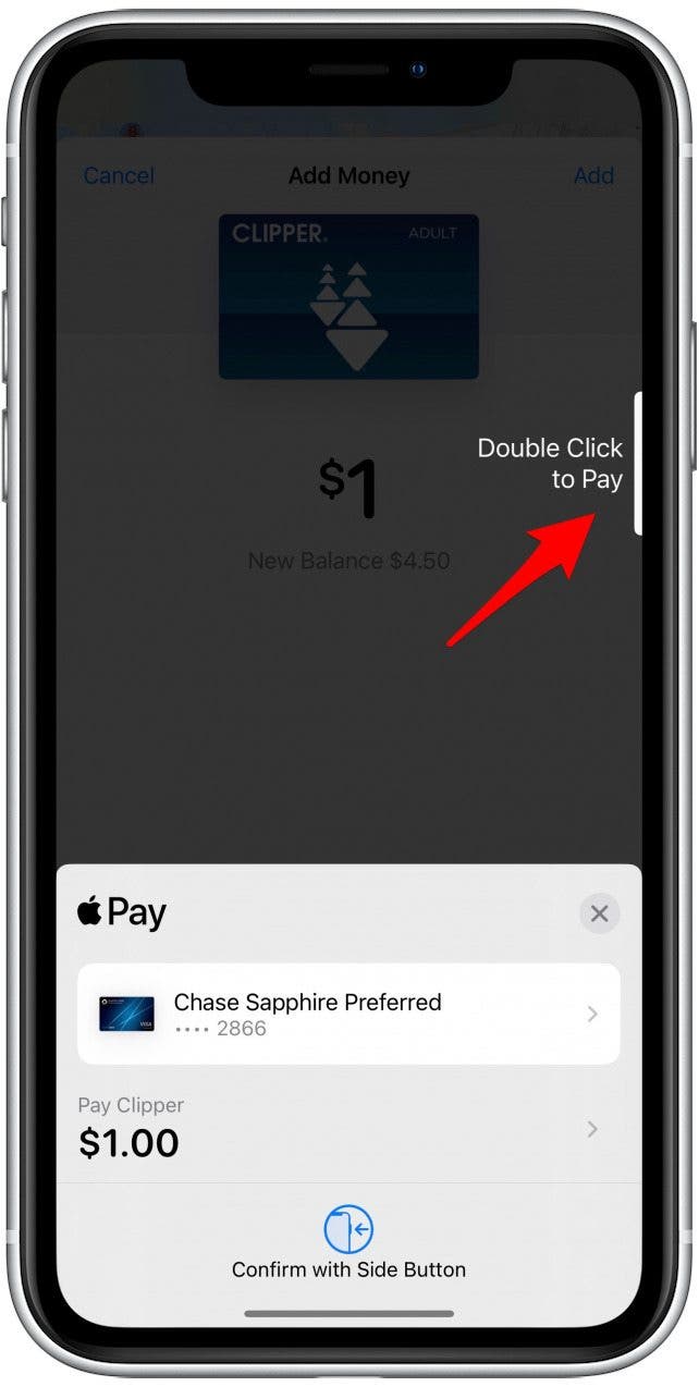 Next, you'll see your most recently used payment method.
