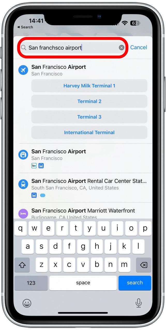 Search your destination.