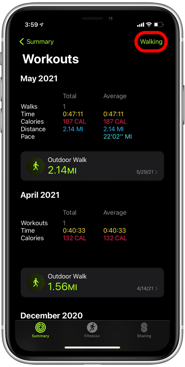 Apple watch workouts