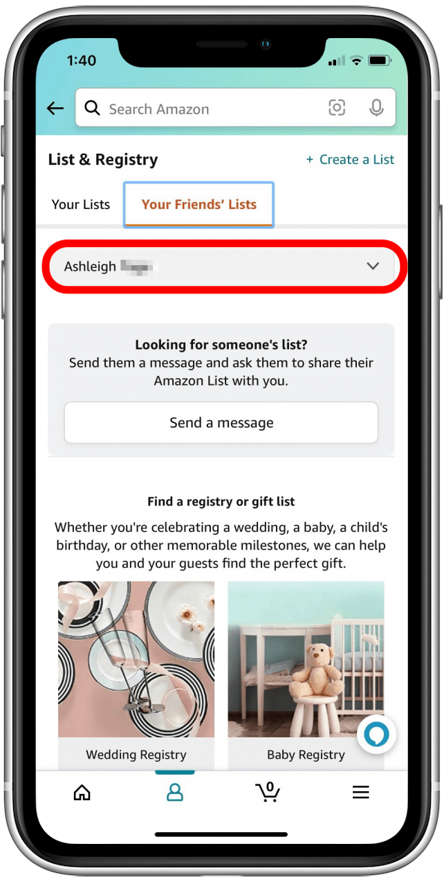 Find registry clearance on amazon app