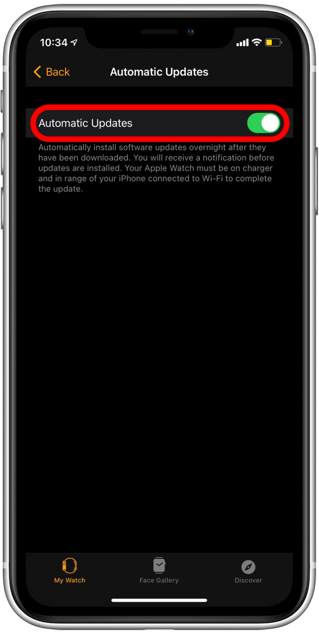 Be sure that Automatic Updates are toggled on (the toggle will be green)